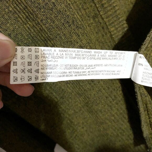 Shana Revolution Shops Green Open Front Cardigan Ribbed Size M Medium - Picture 6 of 7